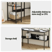 Artiss Computer Desk L shape Home Office Study Table Desks Open Shelf Black FUR-U-CD-MET130-BK