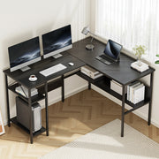 Artiss Computer Desk L shape Home Office Study Table Desks Open Shelf Black FUR-U-CD-MET130-BK