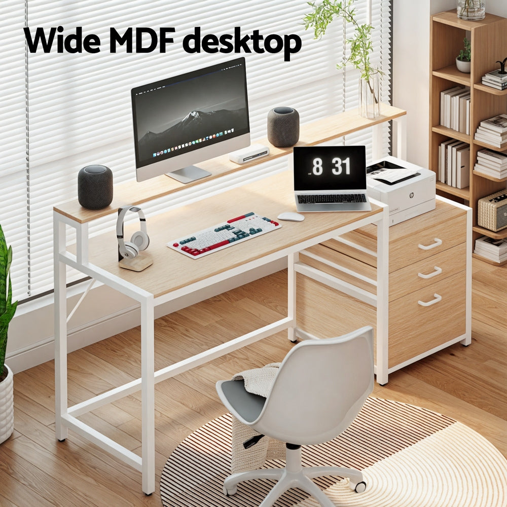 Artiss Computer Desk Home Office Study Table Desks w/Drawers Open Shelf Oak 160CM FUR-U-CD-MET160-OA-AB
