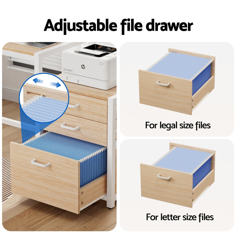 Artiss Computer Desk Home Office Study Table Desks w/Drawers Open Shelf Oak 160CM FUR-U-CD-MET160-OA-AB