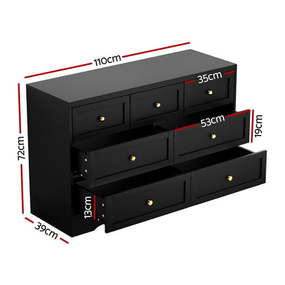 Artiss 7 Chest of Drawers Dresser Table Black FUR-U-CDR-03-BK-AB