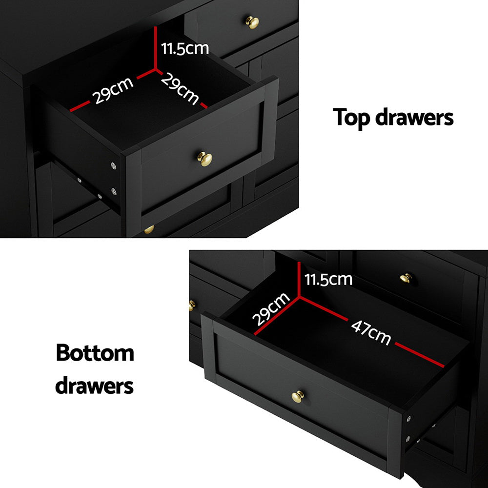 Artiss 7 Chest of Drawers Dresser Table Black FUR-U-CDR-03-BK-AB