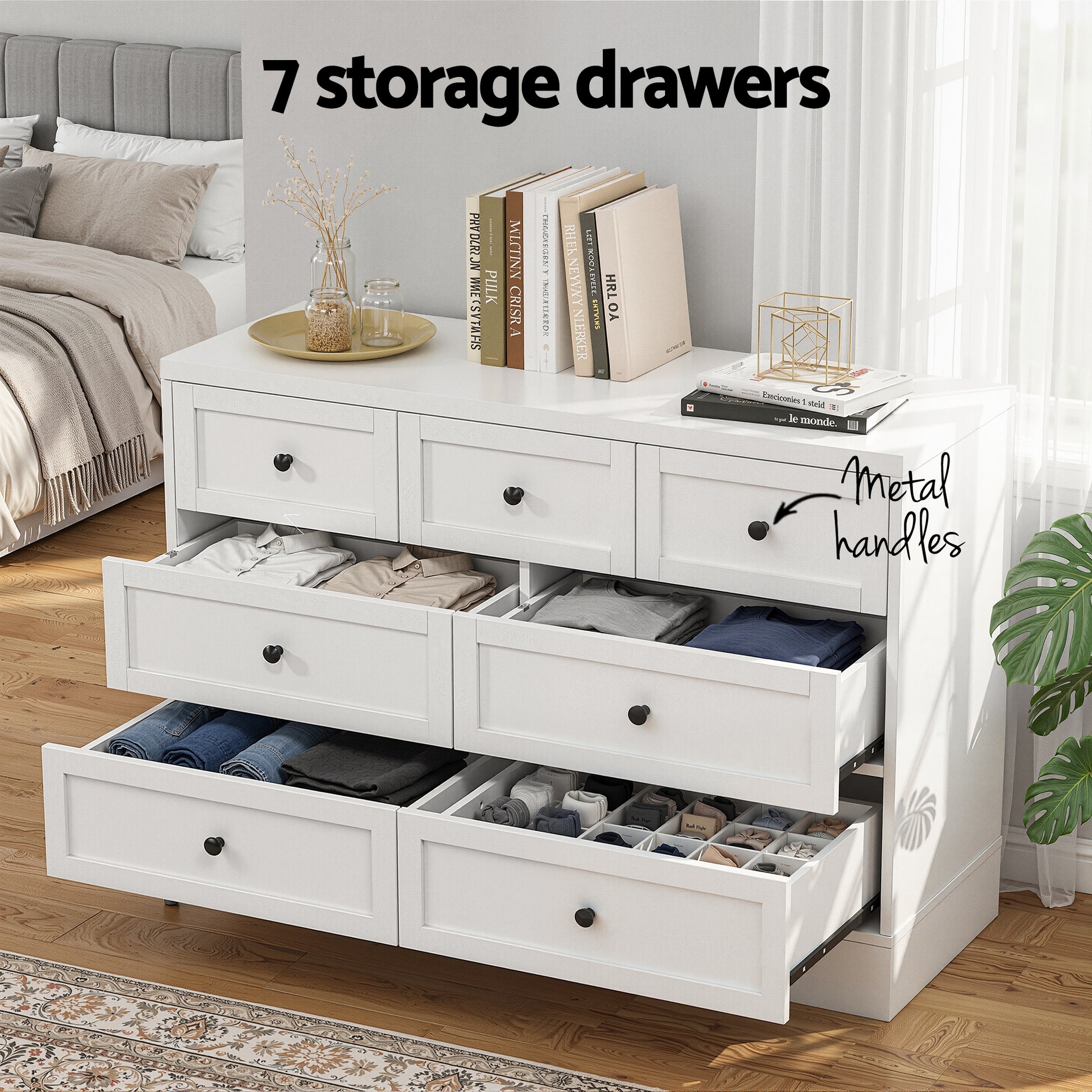 Artiss 7 Chest of Drawers Dresser Table White FUR-U-CDR-03-WH-AB