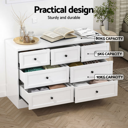 Artiss 7 Chest of Drawers Dresser Table White FUR-U-CDR-03-WH-AB