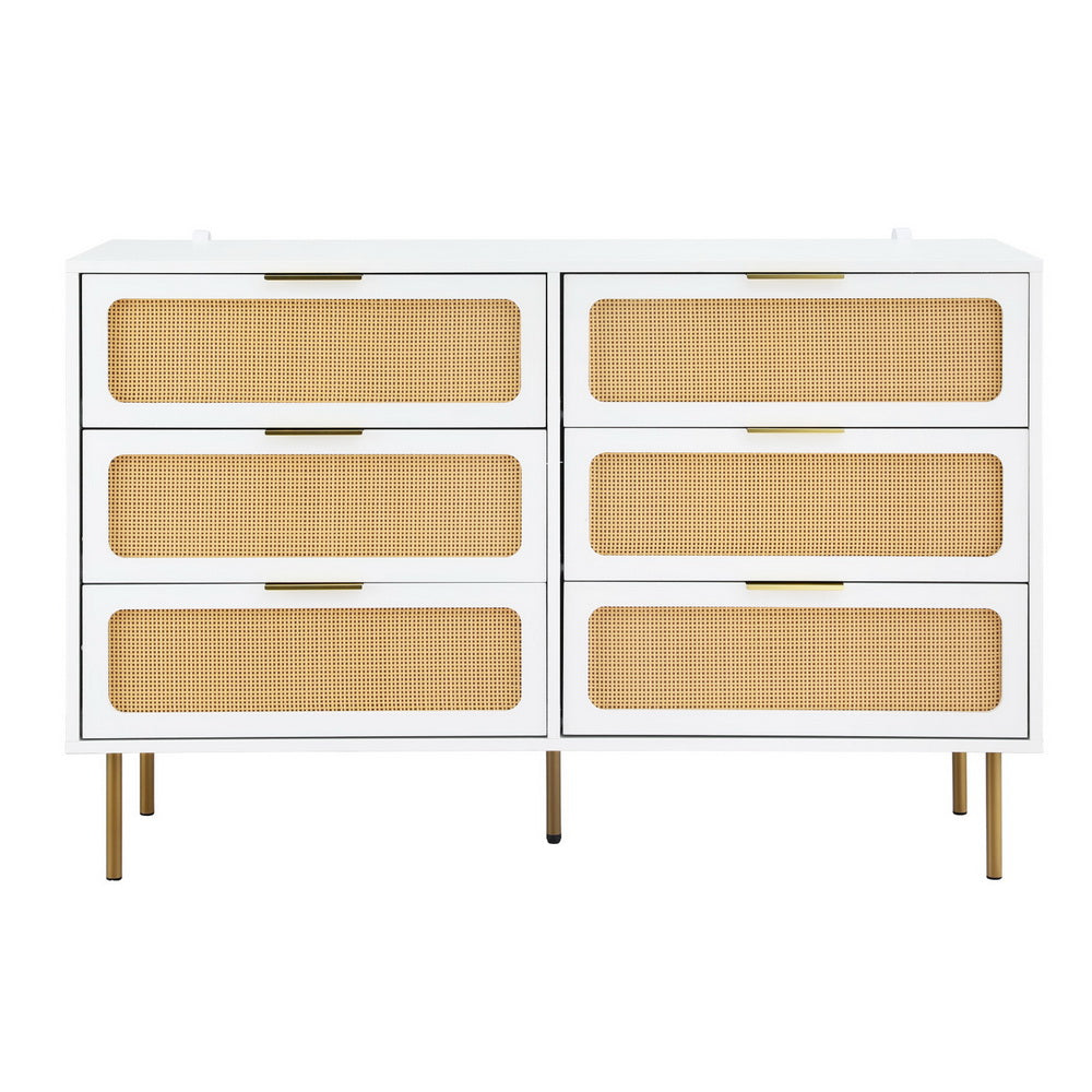 Artiss Chest of 6 Drawers Lowboy Cabinet White FUR-U-CDR-04-RAT-WH-AB