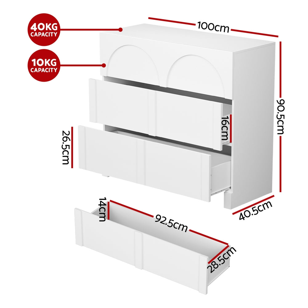Artiss 3 Chest of Drawers Lowboy Dresser Cabinet White FUR-U-CDR-05-WH-AB