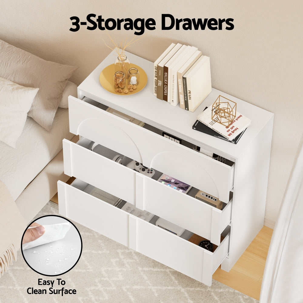 Artiss 3 Chest of Drawers Lowboy Dresser Cabinet White FUR-U-CDR-05-WH-AB