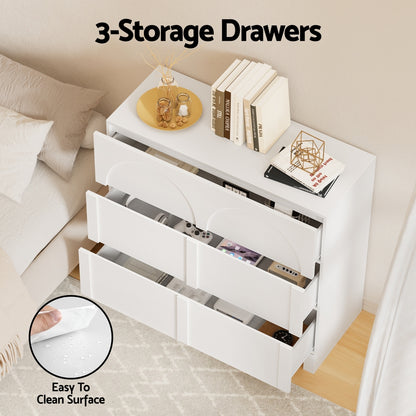 Artiss 3 Chest of Drawers Lowboy Dresser Cabinet White FUR-U-CDR-05-WH-AB