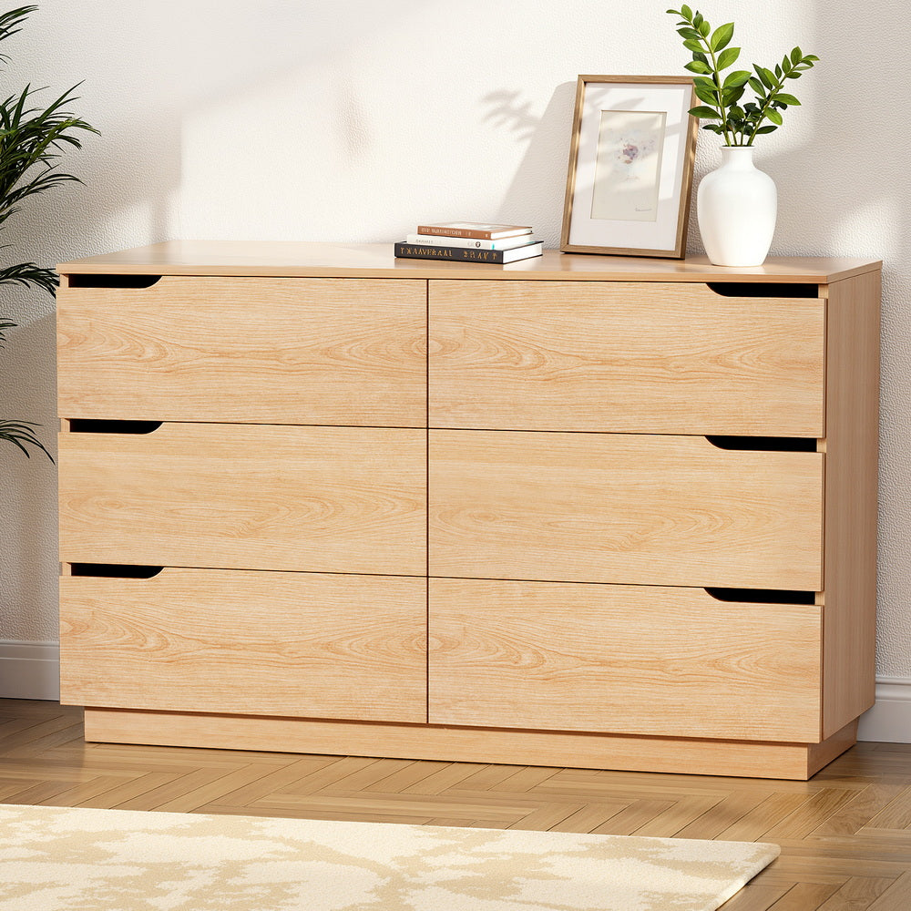 Artiss 6 Chest of Drawers Dresser Table Pine FUR-U-CDR-06-WD-AB