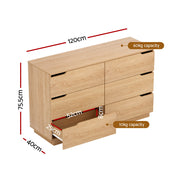Artiss 6 Chest of Drawers Dresser Table Pine FUR-U-CDR-06-WD-AB