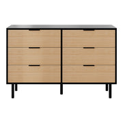 Artiss 6 Chest of Drawers Dresser Table Black&Pine FUR-U-CDR-07-BKWD-AB