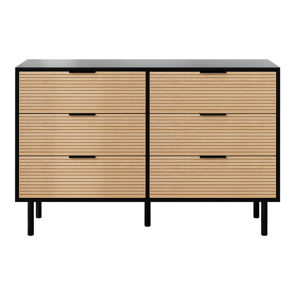 Artiss 6 Chest of Drawers Dresser Table Black&Pine FUR-U-CDR-07-BKWD-AB