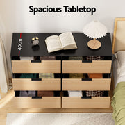 Artiss 6 Chest of Drawers Dresser Table Black&Pine FUR-U-CDR-07-BKWD-AB