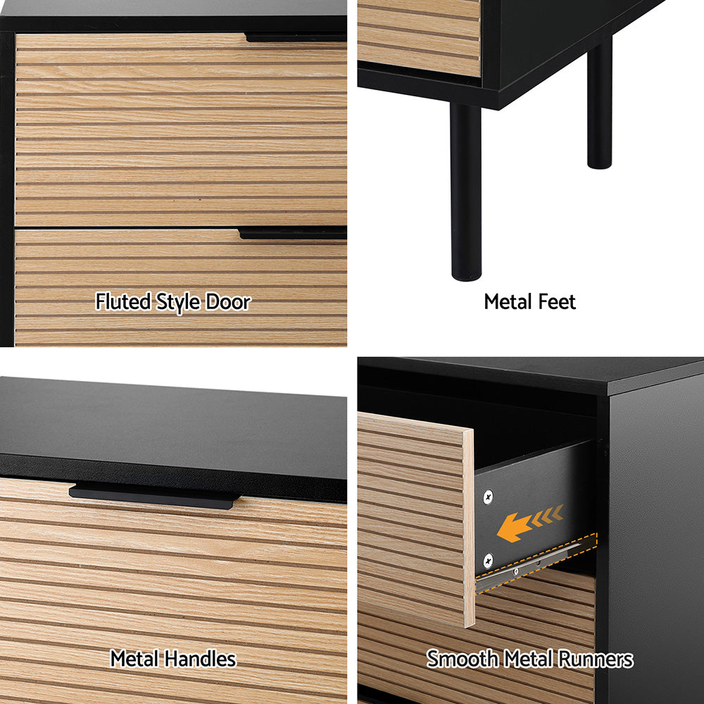 Artiss 6 Chest of Drawers Dresser Table Black&Pine FUR-U-CDR-07-BKWD-AB