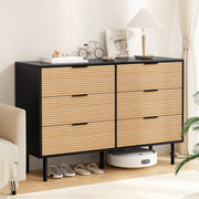 Artiss 6 Chest of Drawers Dresser Table Black&Pine FUR-U-CDR-07-BKWD-AB