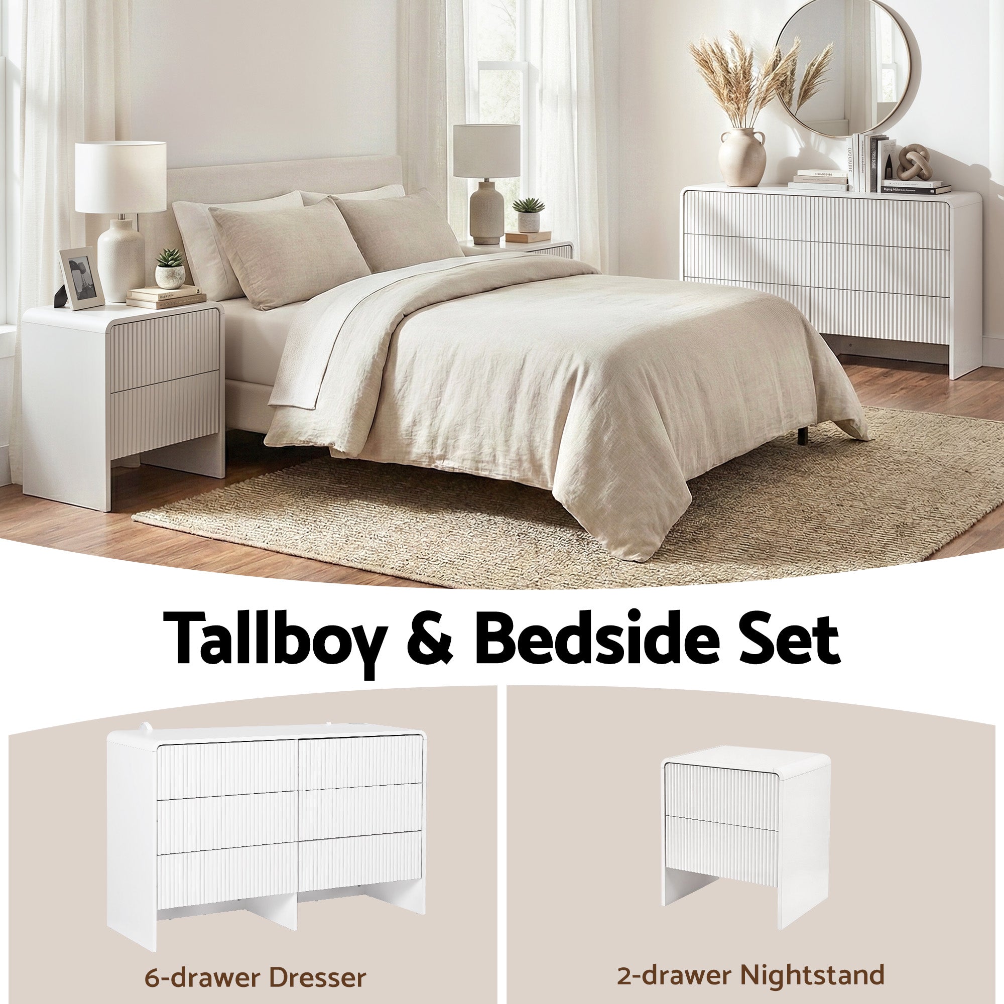Artiss 6 Chest of Drawers Dresser Cabinet Beige FUR-U-CDR-08-BG-AB