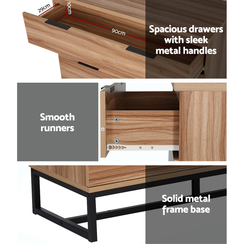 Artiss 4 Chest of Drawers Cabinet Dresser Table Tallboy Storage Bedroom Rust Oak FUR-U-CDR-4D-WD-AB