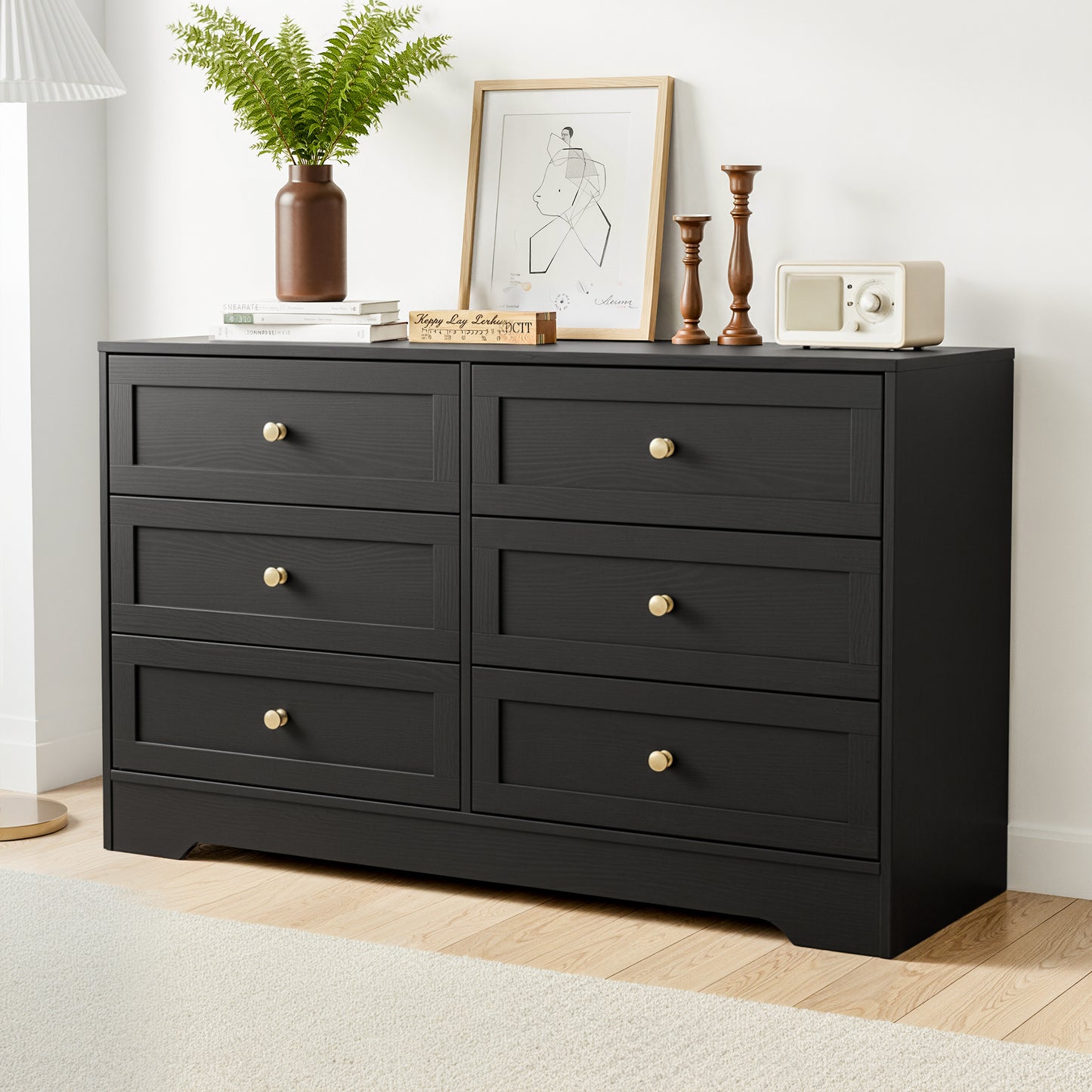Artiss 6 Chest of Drawers Tallboy Cabinet - LEIF Black FUR-U-CDR-6D-BK-AB