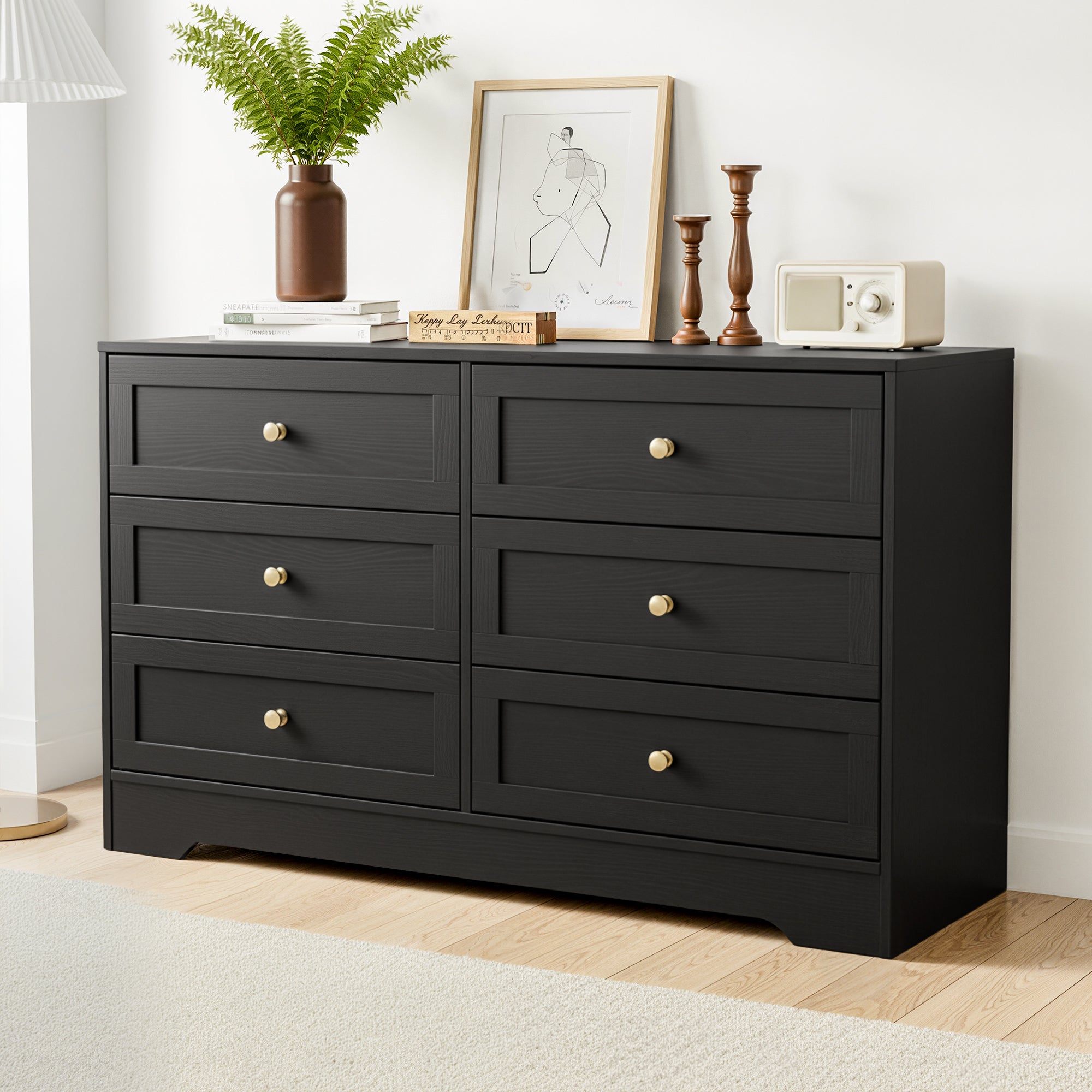 Artiss 6 Chest of Drawers Tallboy Cabinet - LEIF Black FUR-U-CDR-6D-BK-AB