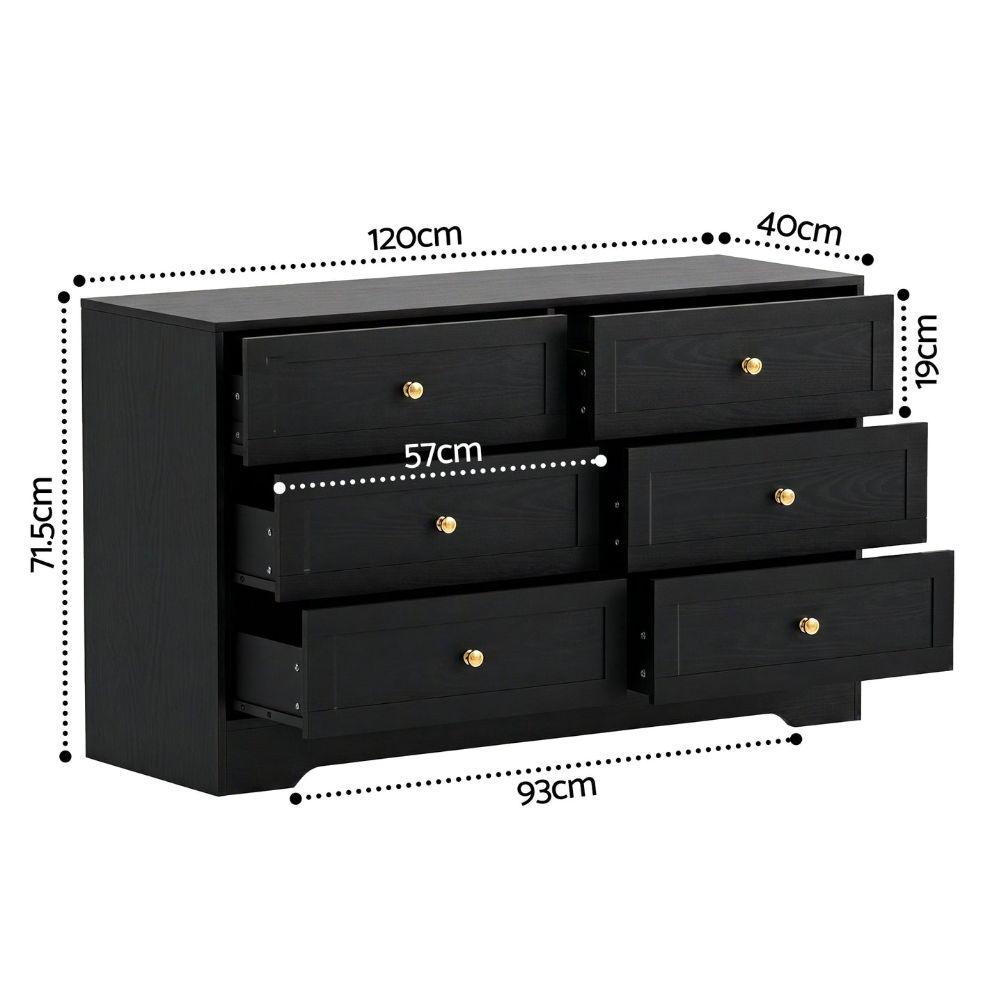 Artiss 6 Chest of Drawers Tallboy Cabinet - LEIF Black FUR-U-CDR-6D-BK-AB