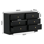 Artiss 6 Chest of Drawers Tallboy Cabinet - LEIF Black FUR-U-CDR-6D-BK-AB