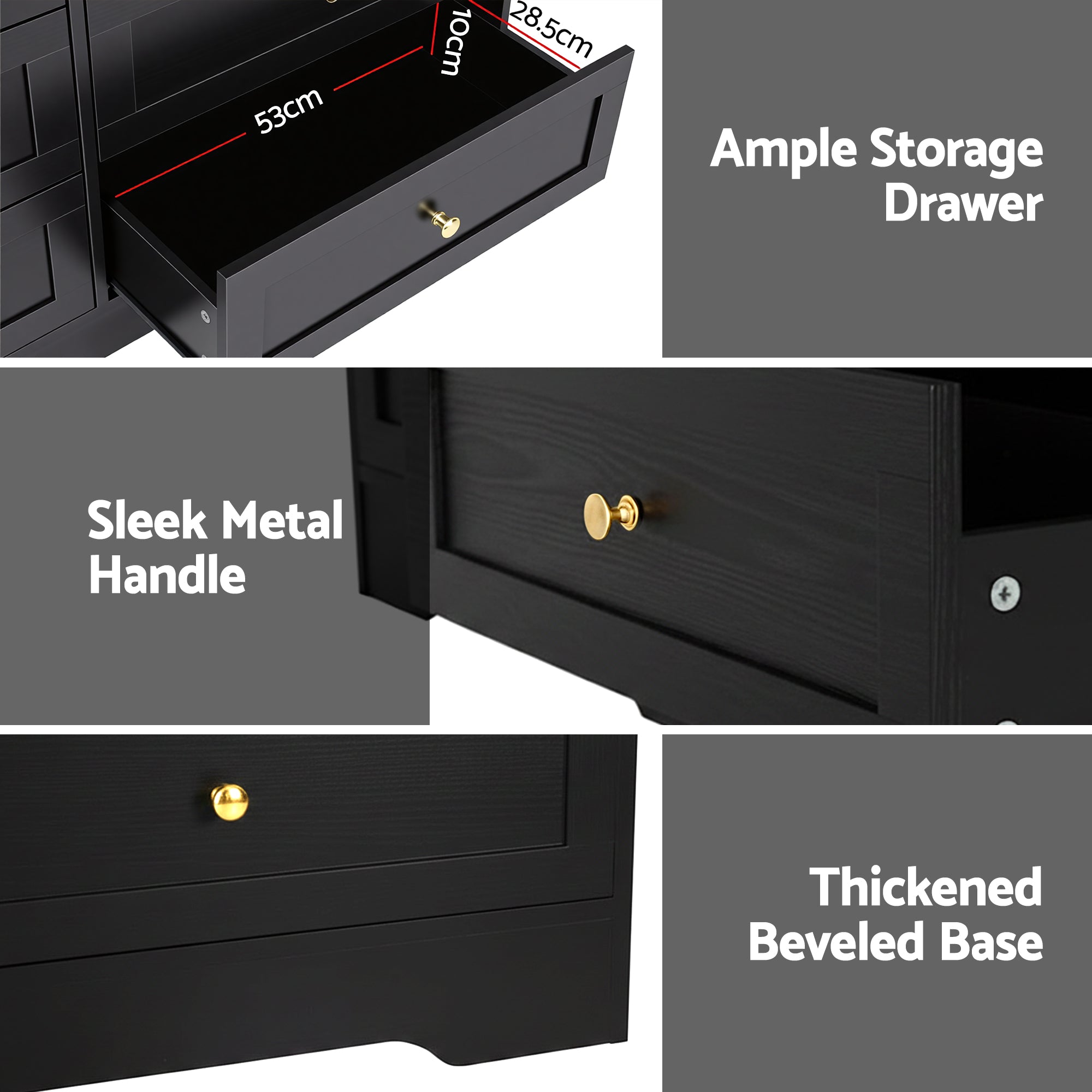 Artiss 6 Chest of Drawers Tallboy Cabinet - LEIF Black FUR-U-CDR-6D-BK-AB
