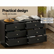 Artiss 6 Chest of Drawers Tallboy Cabinet - LEIF Black FUR-U-CDR-6D-BK-AB