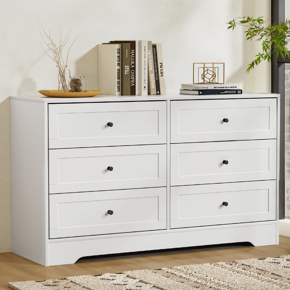 Artiss 6 Chest of Drawers - LEIF White FUR-U-CDR-6D-WH-AB