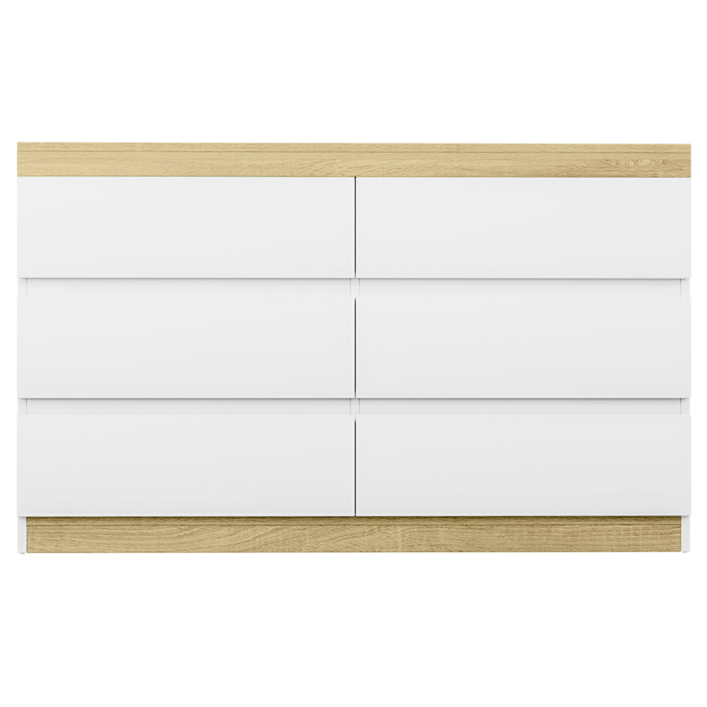 Artiss 6 Chest of Drawers Cabinet Dresser Table Tallboy Storage Bedroom White FUR-U-CDR-6D-WHWD-AB