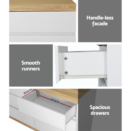 Artiss 6 Chest of Drawers Cabinet Dresser Table Tallboy Storage Bedroom White FUR-U-CDR-6D-WHWD-AB