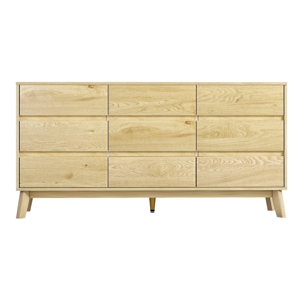 Artiss 9 Chest of Drawers Tallboy Cabinet - XAVI Pine FUR-U-CDR-9D-WD-ABC