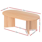 Artiss Coffee Table Oval 110CM Pine Alva FUR-U-COF-01-WD