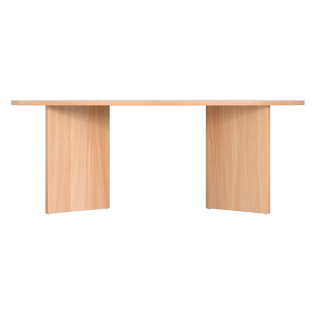 Artiss Coffee Table Oval 110CM Pine Alva FUR-U-COF-01-WD