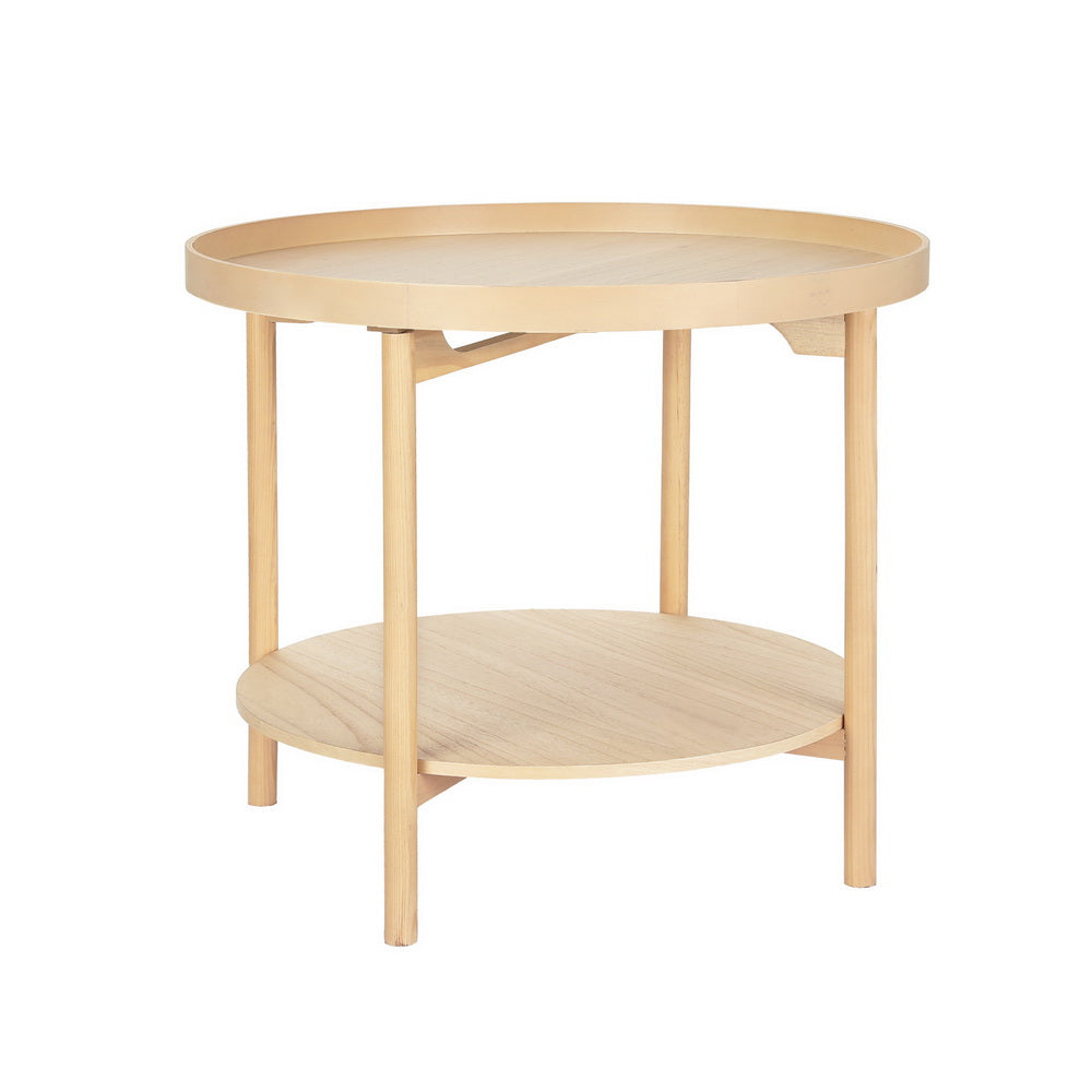 Artiss Coffee Table Side Table Round 70CM FUR-U-COF-04-WD