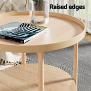 Artiss Coffee Table Side Table Round 70CM FUR-U-COF-04-WD