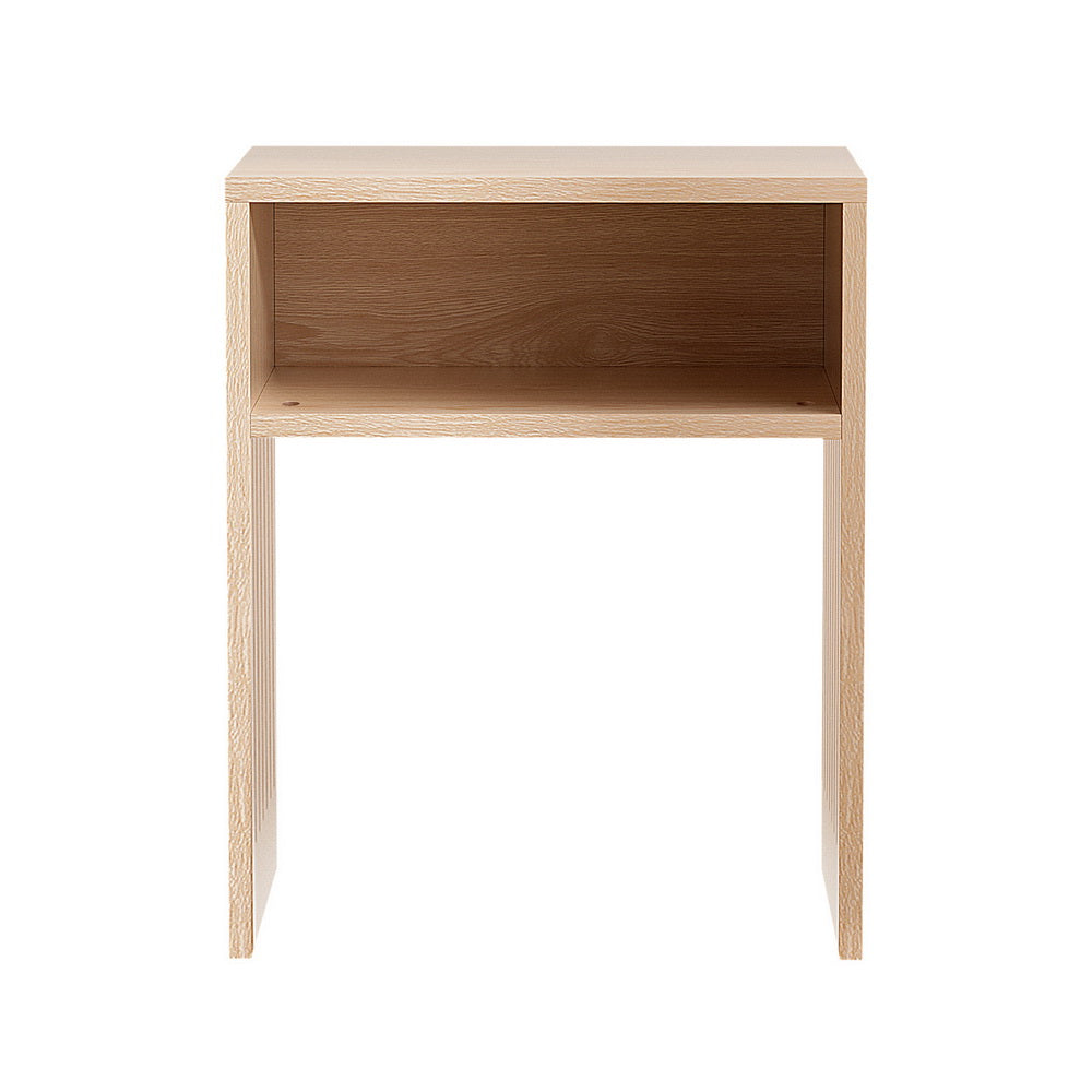 Artiss Coffee Table Storage Shelf Fluted Side Pine FUR-U-COF-06-WD