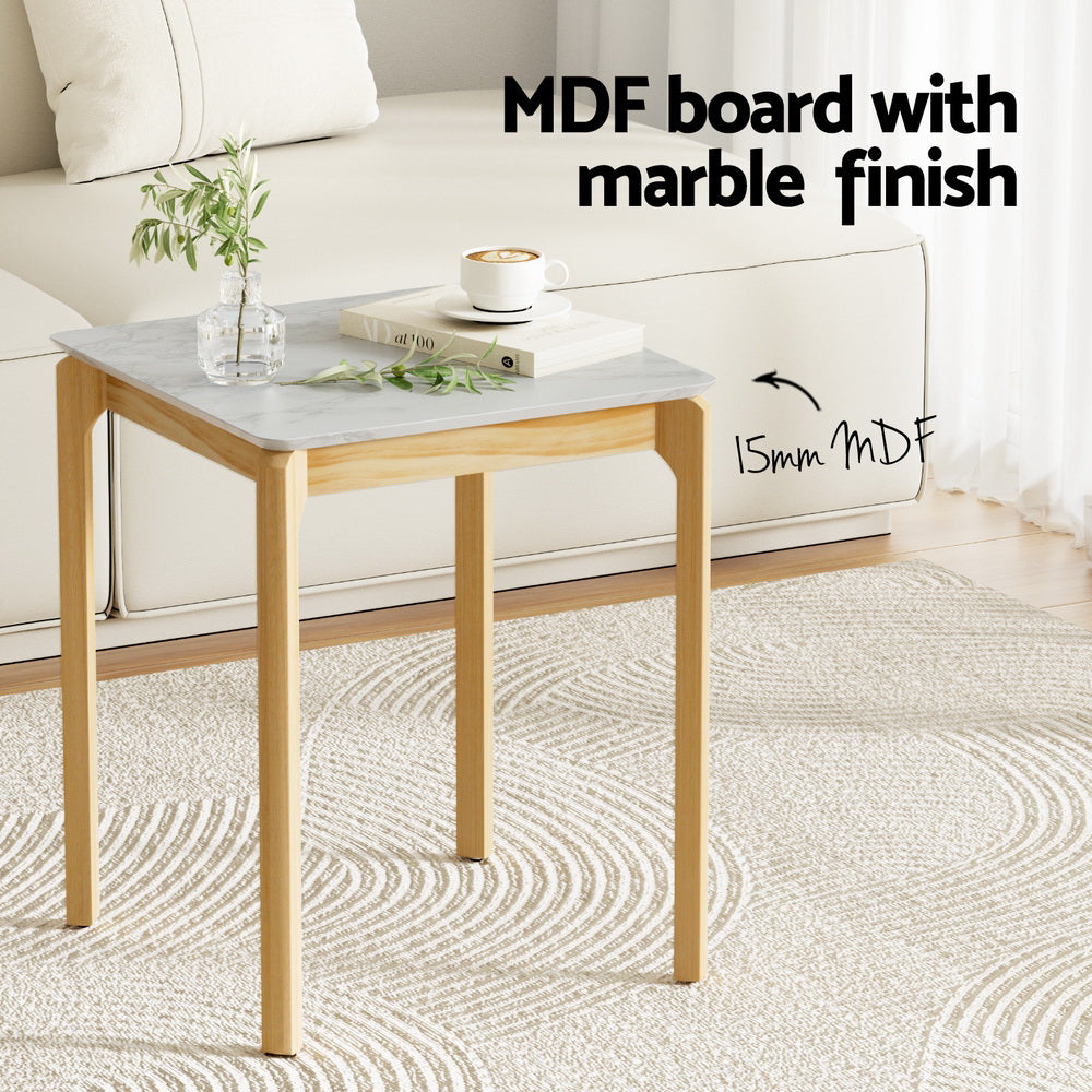 Artiss Coffee Table Marble Effect Square FUR-U-COF-07-MB