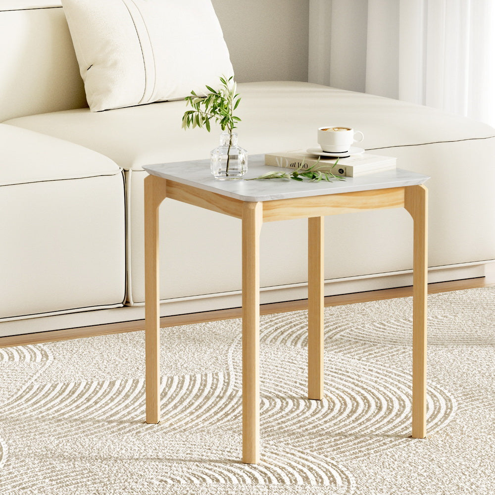 Artiss Coffee Table Marble Effect Square FUR-U-COF-07-MB