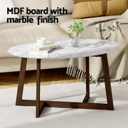 Artiss Coffee Table Oval Marble Effect FUR-U-COF-08-MB