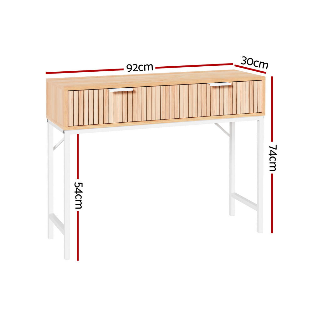 Artiss Console Table 2 Drawers 92CM FUR-U-CST-01-WDWH