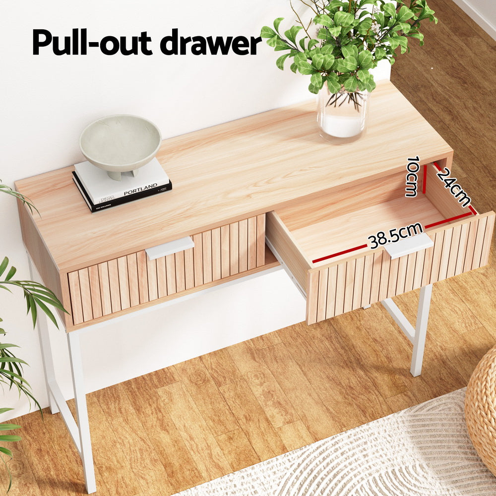 Artiss Console Table 2 Drawers 92CM FUR-U-CST-01-WDWH