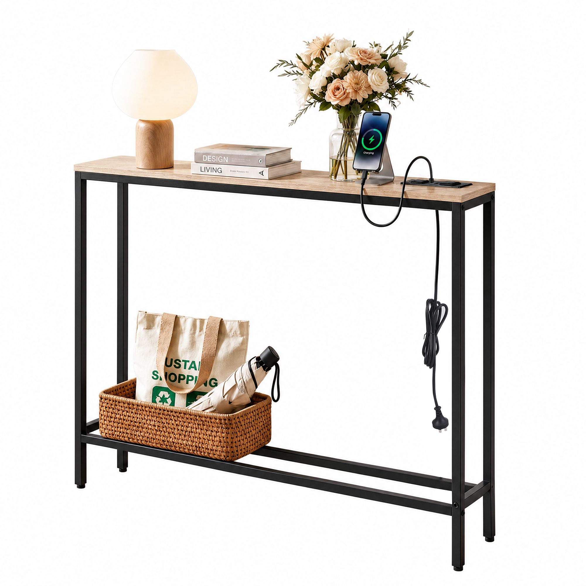 Artiss Console Table Entryway Hallway Display Desk Charging Station Wood FUR-U-CST-05-WD