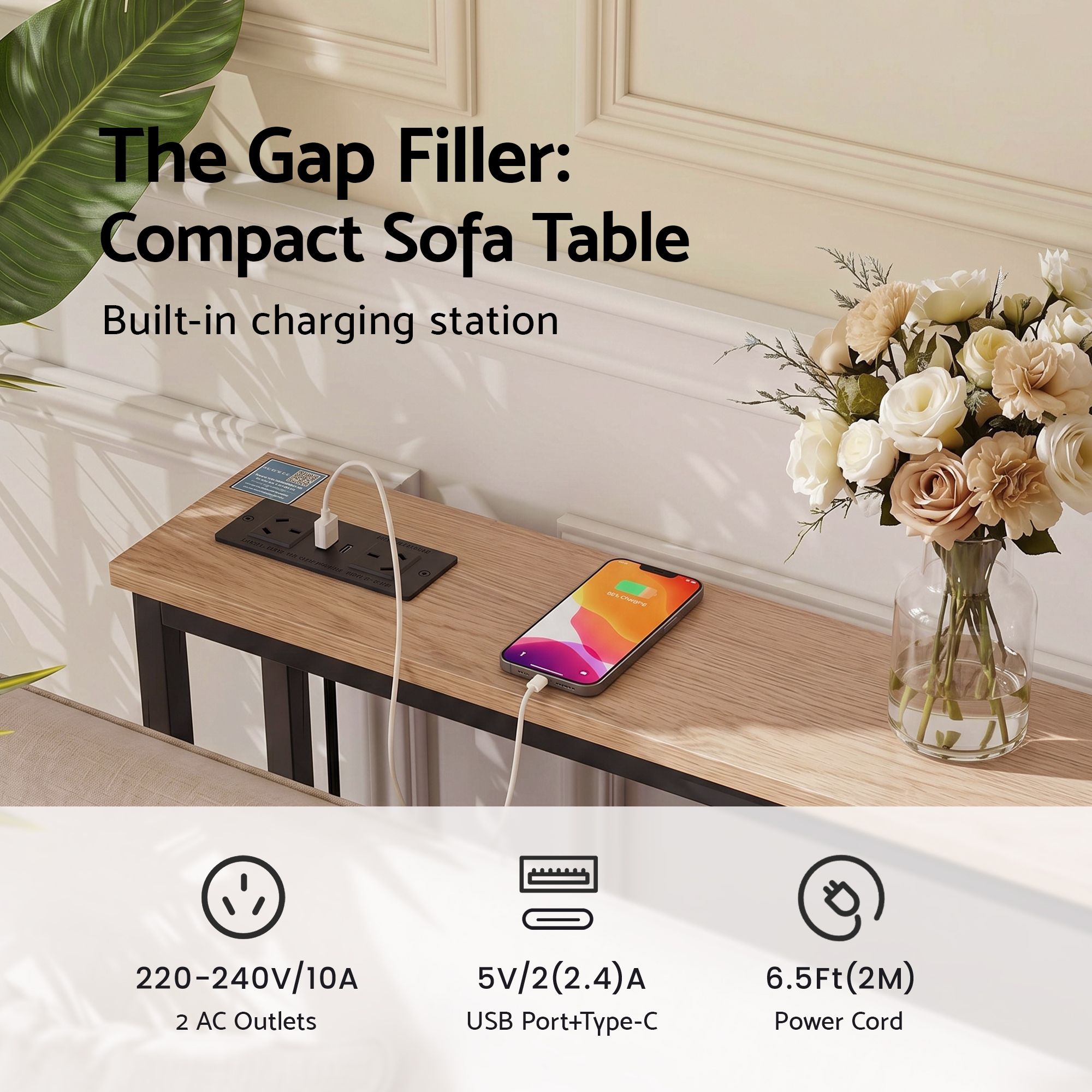 Artiss Console Table Entryway Hallway Display Desk Charging Station Wood FUR-U-CST-05-WD