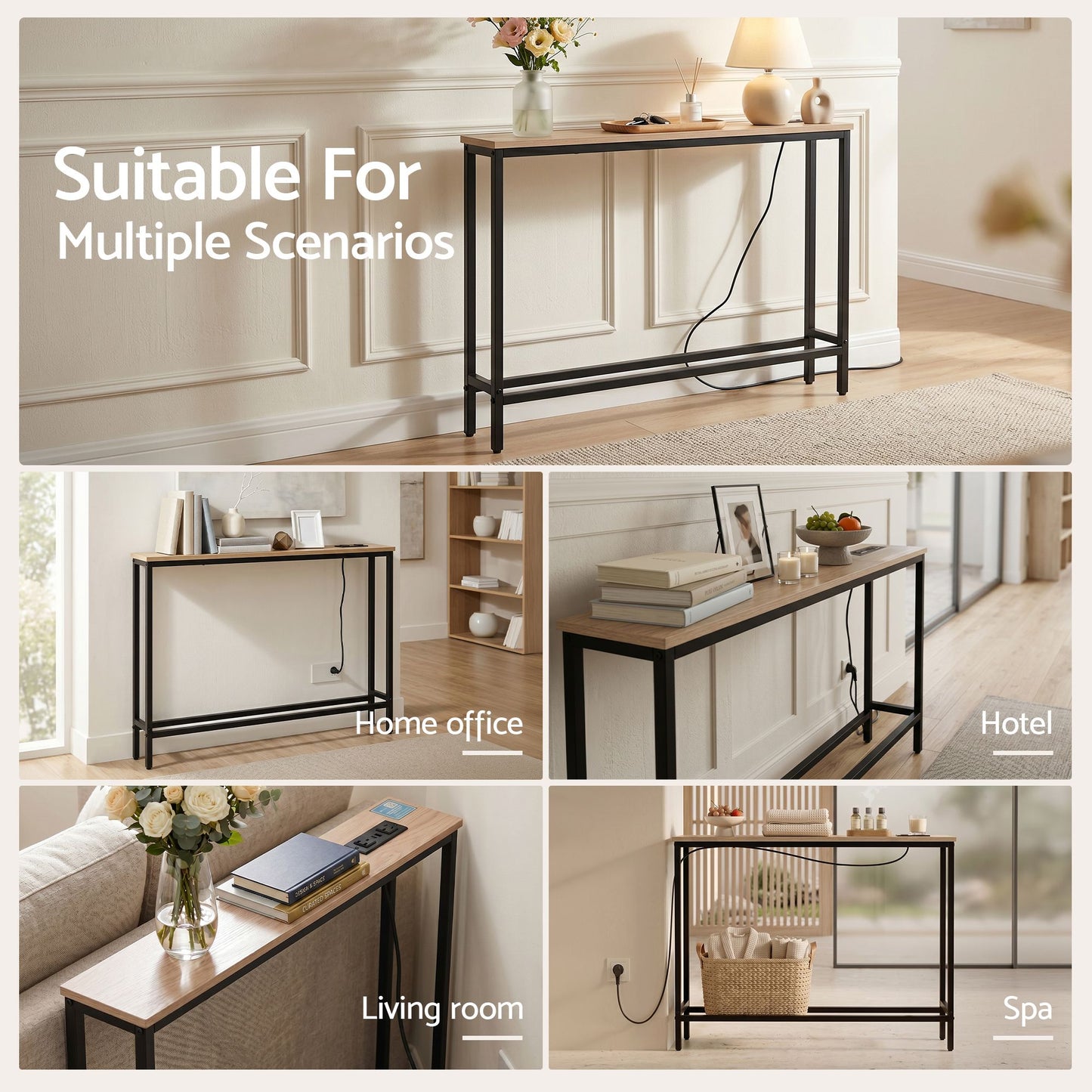 Artiss Console Table Entryway Hallway Display Desk Charging Station Wood FUR-U-CST-05-WD