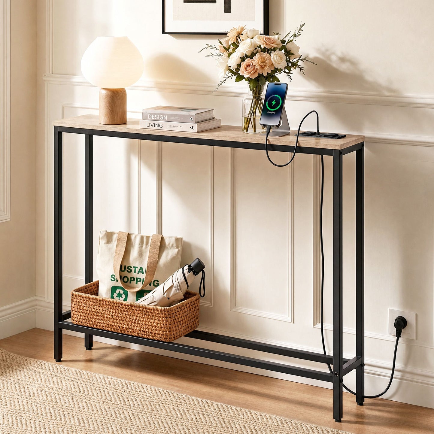 Artiss Console Table Entryway Hallway Display Desk Charging Station Wood FUR-U-CST-05-WD