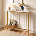 Artiss Console Table Entryway Hallway Display Desk Charging Station Marble Finish White & Gold FUR-U-CST-05-WH