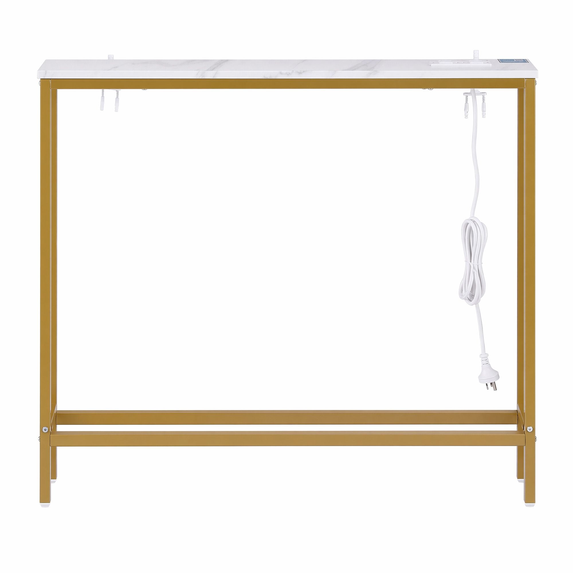 Artiss Console Table Entryway Hallway Display Desk Charging Station Marble Finish White & Gold FUR-U-CST-05-WH