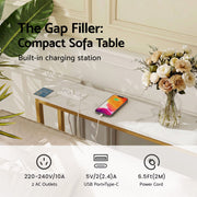 Artiss Console Table Entryway Hallway Display Desk Charging Station Marble Finish White & Gold FUR-U-CST-05-WH