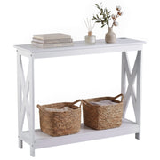 Artiss Console Table Entryway Hallway Display 2-Tier Narrow Sofa Table 100CM White FUR-U-CST-06-WH