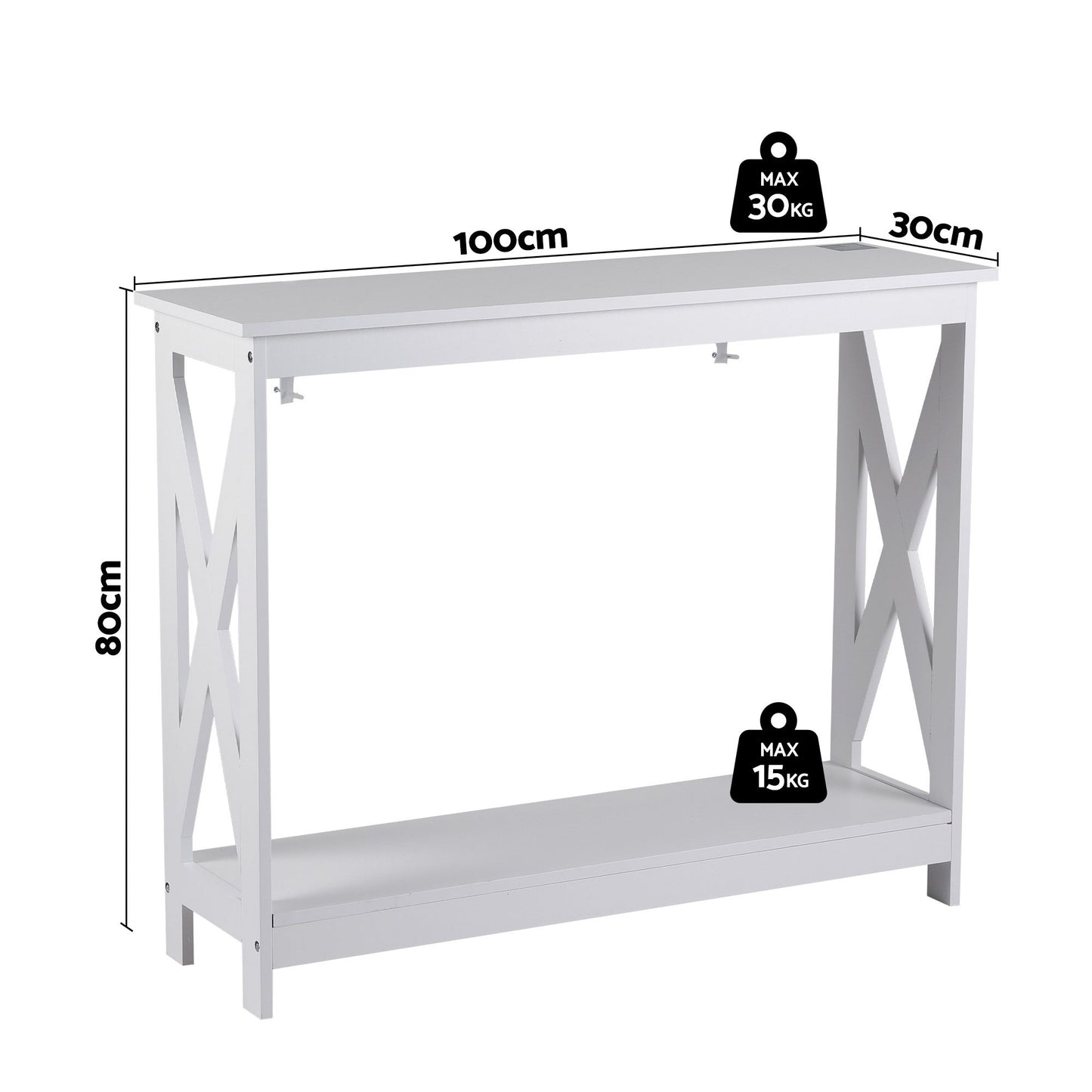 Artiss Console Table Entryway Hallway Display 2-Tier Narrow Sofa Table 100CM White FUR-U-CST-06-WH